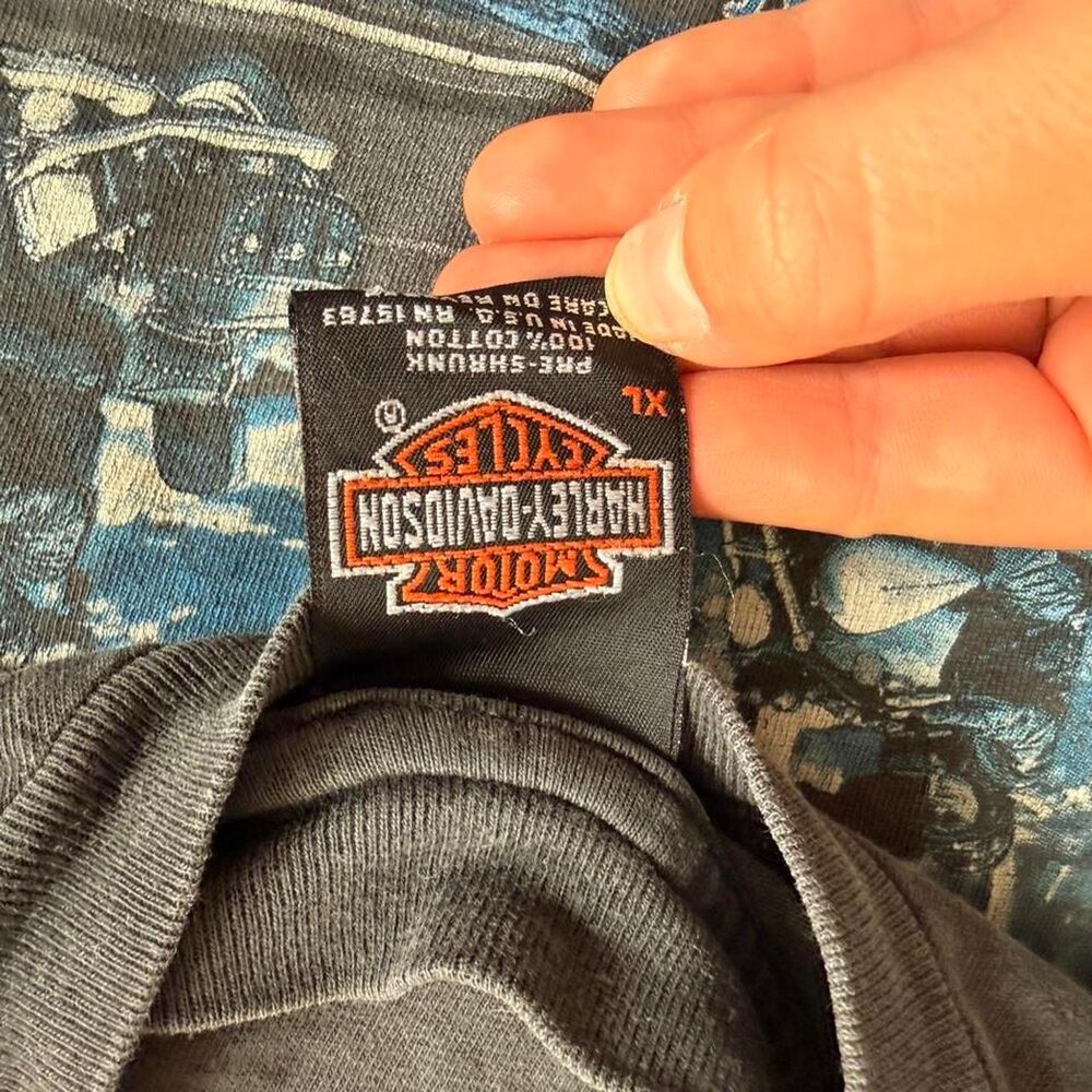 Harley-davidson Men's Blue and Grey T-shirt - Picture 5 of 6